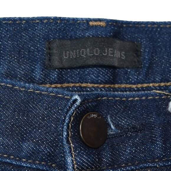 Uniqlo Selvedge Jeans 28x34 Dark Wash Slim Fit Raw Edge Minimalist Core - Picture 10 of 11